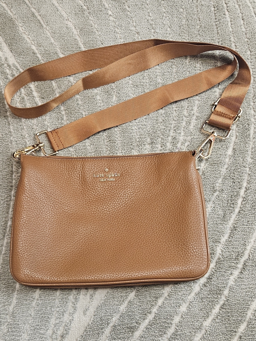 Kate Spade Leila Crossbody Pebbled Leather Shoulder Bag Gingerbread